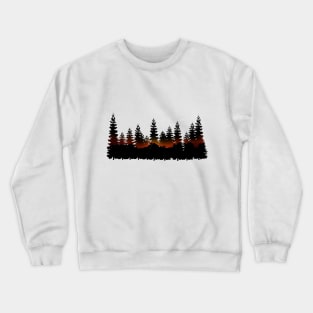 Pine Trees Double Exposure Sunset Crewneck Sweatshirt